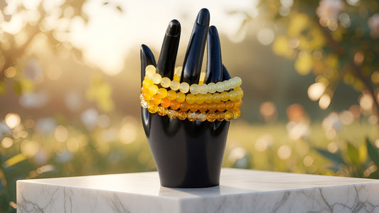 4 Golden Yellow Beaded Bracelet Set - Stackable & Versatile