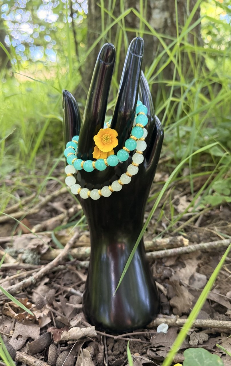 Aladdin's Enchanted Beaded Bracelet Set – 2 Piece Turquoise & Jade